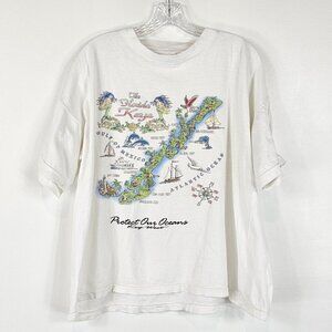 Vintage 90s Key West Protect Our Oceans Crop Top Graphic Tee Womens Size Large